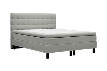 Hilton Komplett Sengpakke 160x200 cm Kontinentalseng med rutet sengegavl i bouclé - Grå - Møbler - Senger - Kontinentalsenger