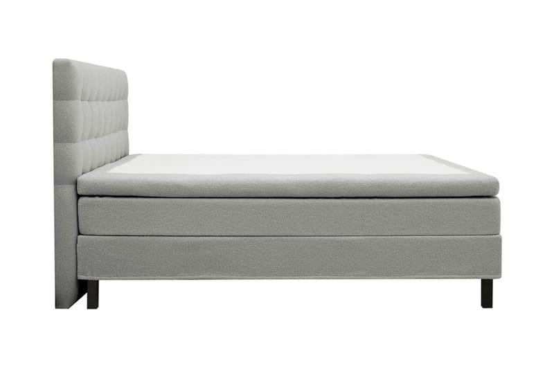 Hilton Komplett Sengpakke 160x200 cm Kontinentalseng med rutet sengegavl i bouclé - Grå - Møbler - Senger - Kontinentalsenger