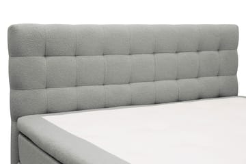Hilton Komplett Sengpakke 160x200 cm Kontinentalseng med rutet sengegavl i bouclé - Grå - Møbler - Senger - Kontinentalsenger