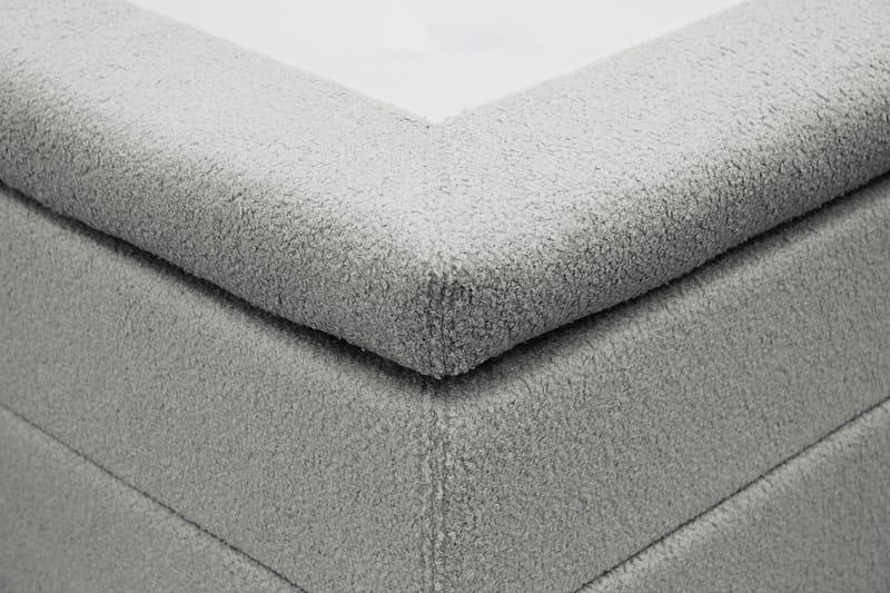 Hilton Komplett Sengpakke 160x200 cm Kontinentalseng med rutet sengegavl i bouclé - Grå - Møbler - Senger - Kontinentalsenger