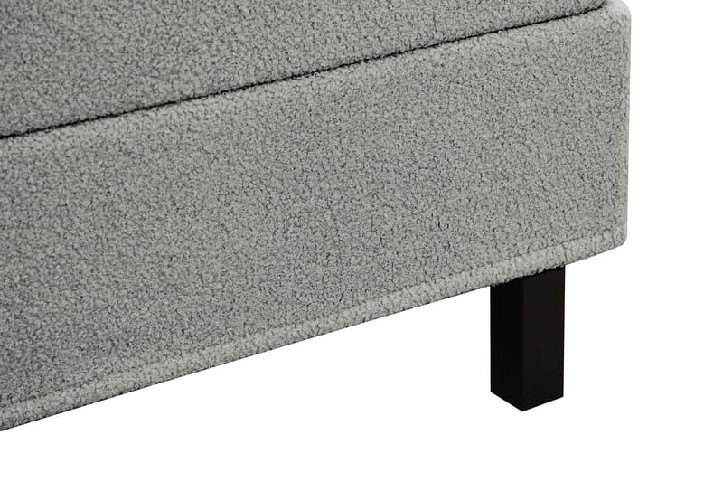 Hilton Komplett Sengpakke 160x200 cm Kontinentalseng med rutet sengegavl i bouclé - Grå - Møbler - Senger - Kontinentalsenger