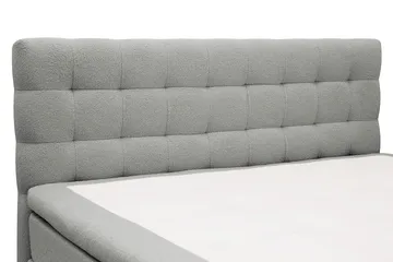 Hilton Komplett Sengpakke 160x200 cm Kontinentalseng med rutet sengegavl i teddy - Grå / Teddy - Møbler - Senger - Kontinentalsenger