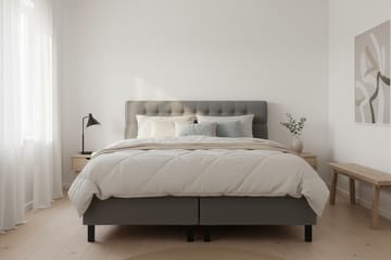 Hilton Komplett Sengpakke 180x200 cm Kontinentalseng med diamant sengegavl - Grå - Møbler - Senger - Kontinentalsenger