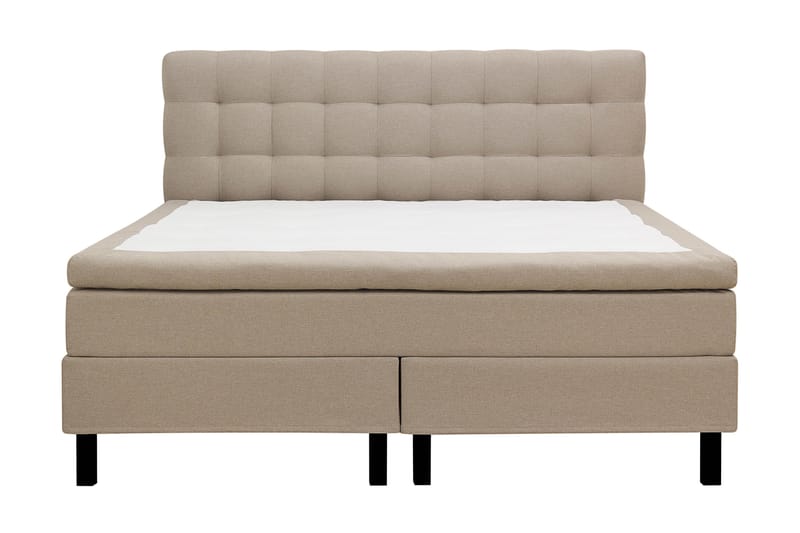 Hilton Komplett Sengpakke 180x200 cm Kontinentalseng med rutet sengegavl - Beige - Møbler - Senger - Kontinentalsenger