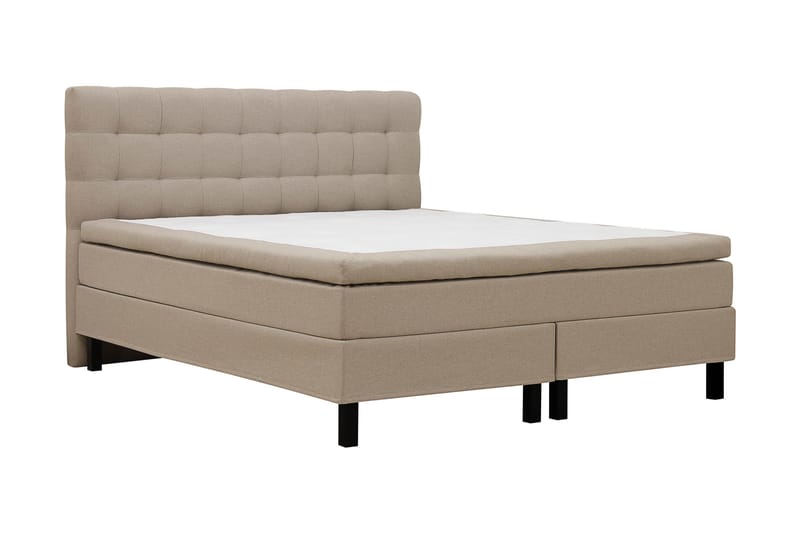 Hilton Komplett Sengpakke 180x200 cm Kontinentalseng med rutet sengegavl - Beige - Møbler - Senger - Kontinentalsenger