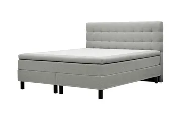 Hilton Komplett Sengpakke 180x200 cm Kontinentalseng med rutet sengegavl i teddy - Grå - Møbler - Senger - Kontinentalsenger