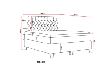 Hilton luksus Komplett Sengpakke 160x200 cm Kontinentalseng med knappet sengegavl i bouclé - Ivory / Bouclé - Møbler - Senger - Kontinentalsenger