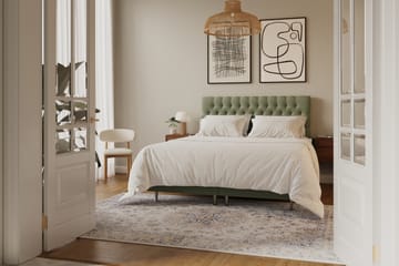 Hilton luksus Komplett Sengpakke 160x200 cm Kontinentalseng med knappet sengegavl i fløyel - Olive / Fløyel - Møbler - Senger - Kontinentalsenger
