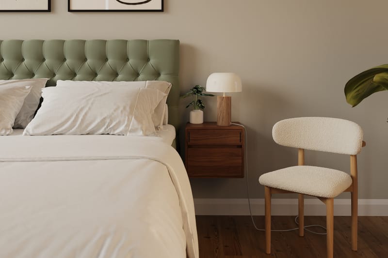 Hilton luksus Komplett Sengpakke 160x200 cm Kontinentalseng med knappet sengegavl i fløyel - Olive / Fløyel - Møbler - Senger - Kontinentalsenger