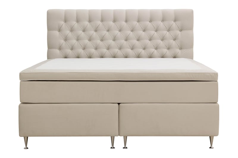 Hilton lyx Komplett Sengpakke 160x200 cm Kontinentalseng med knappet sengegavl - Beige - Møbler - Senger - Kontinentalsenger