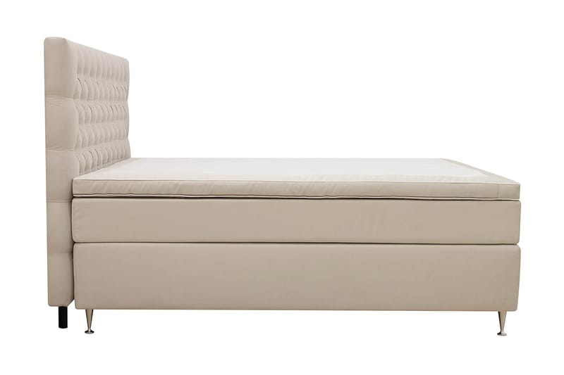 Hilton lyx Komplett Sengpakke 160x200 cm Kontinentalseng med knappet sengegavl - Beige - Møbler - Senger - Kontinentalsenger