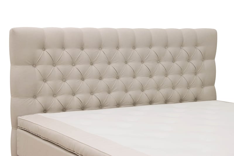 Hilton lyx Komplett Sengpakke 160x200 cm Kontinentalseng med knappet sengegavl - Beige - Møbler - Senger - Kontinentalsenger