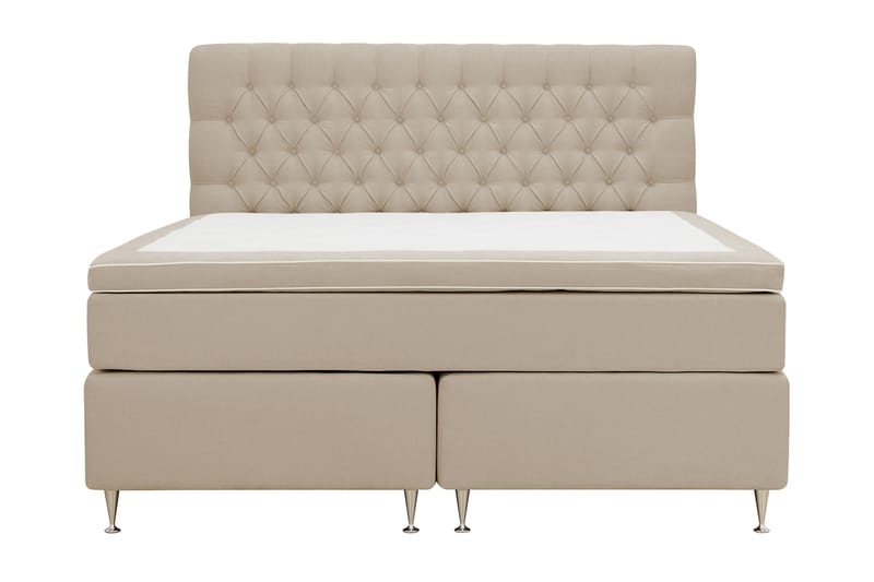 Hilton lyx Komplett Sengpakke 160x200 cm Kontinentalseng med knappet sengegavl - Beige - Møbler - Senger - Kontinentalsenger