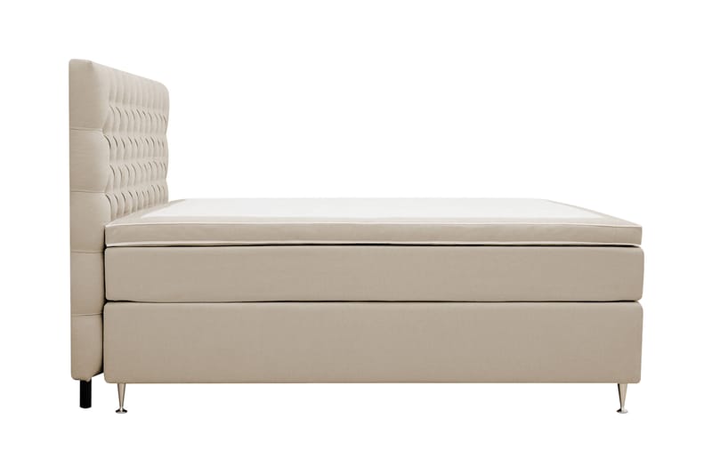 Hilton lyx Komplett Sengpakke 160x200 cm Kontinentalseng med knappet sengegavl - Beige - Møbler - Senger - Kontinentalsenger