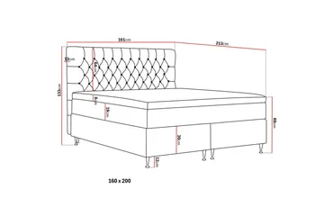 Hilton Lyx Komplett Sengpakke 160x200 cm Kontinentalseng med knappet sengegavl - Grå - Møbler - Senger - Kontinentalsenger