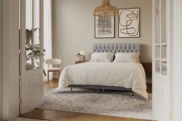 Hilton Lyx Komplett Sengpakke 160x200 cm Kontinentalseng med knappet sengegavl - Grå - Møbler - Senger - Kontinentalsenger