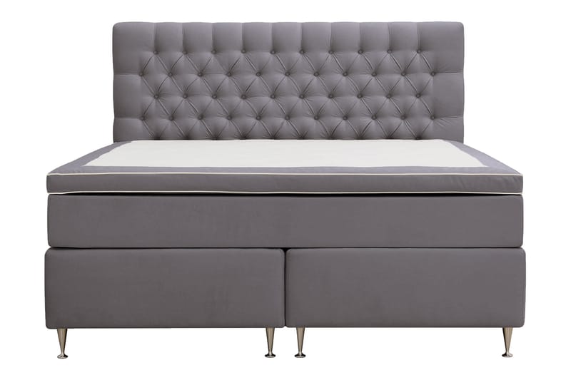 Hilton lyx Komplett Sengpakke 160x200 cm Kontinentalseng med knappet sengegavl - Grå - Møbler - Senger - Kontinentalsenger