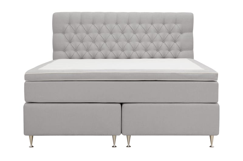 Hilton lyx Komplett Sengpakke 160x200 cm Kontinentalseng med knappet sengegavl - Grå - Møbler - Senger - Kontinentalsenger