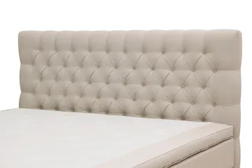 Hilton Lyx Komplett Sengpakke 160x200 cm Kontinentalseng med knappet sengegavl i fløyel - Beige / Fløyel - Møbler - Senger - Kontinentalsenger