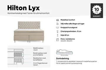 Hilton Lyx Komplett Sengpakke 160x200 cm Kontinentalseng med knappet sengegavl i fløyel - Grå / Fløyel - Møbler - Senger - Kontinentalsenger