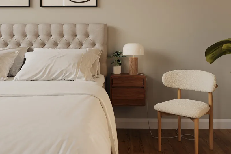 Hilton Lyx Komplett Sengpakke 160x200 cm Kontinentalseng med knappet sengegavl - Lys Beige - Møbler - Senger - Kontinentalsenger