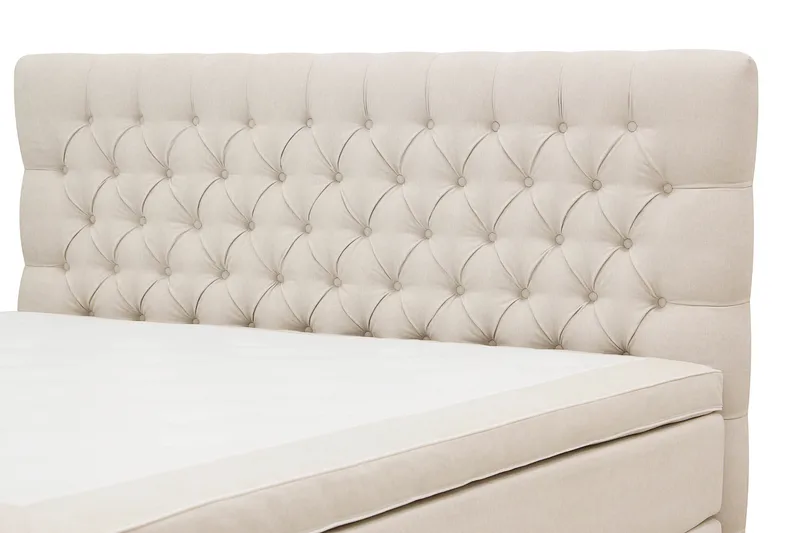 Hilton Lyx Komplett Sengpakke 160x200 cm Kontinentalseng med knappet sengegavl - Lys Beige - Møbler - Senger - Kontinentalsenger