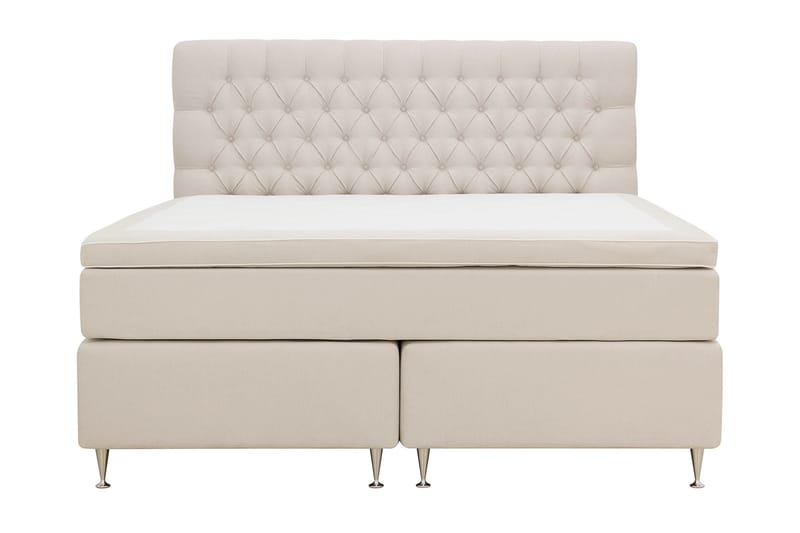 Hilton lyx Komplett Sengpakke 160x200 cm Kontinentalseng med knappet sengegavl - Lys Beige - Møbler - Senger - Kontinentalsenger