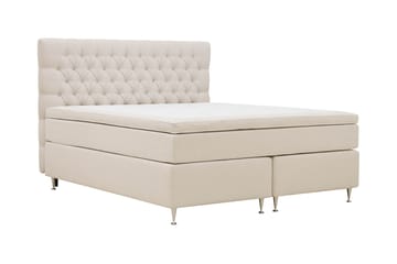Hilton lyx Komplett Sengpakke 160x200 cm Kontinentalseng med knappet sengegavl - Lys Beige - Møbler - Senger - Kontinentalsenger