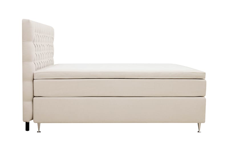 Hilton lyx Komplett Sengpakke 160x200 cm Kontinentalseng med knappet sengegavl - Lys Beige - Møbler - Senger - Kontinentalsenger