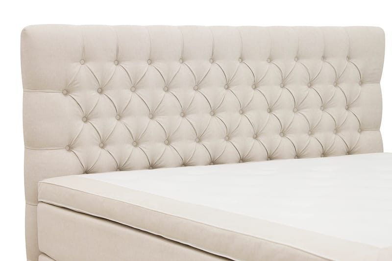 Hilton lyx Komplett Sengpakke 160x200 cm Kontinentalseng med knappet sengegavl - Lys Beige - Møbler - Senger - Kontinentalsenger
