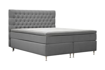 Hilton lyx Komplett Sengpakke 160x200 cm Kontinentalseng med knappet sengegavl - Lysegrå - Møbler - Senger - Kontinentalsenger