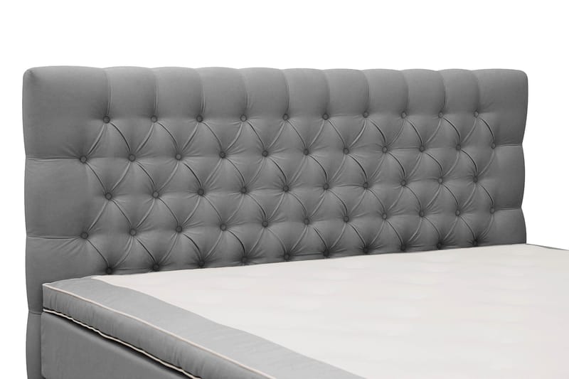 Hilton lyx Komplett Sengpakke 160x200 cm Kontinentalseng med knappet sengegavl - Lysegrå - Møbler - Senger - Kontinentalsenger