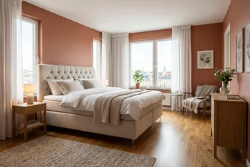 Hilton Lyx komplett sengpakke 180x200 cm kontinentalseng med knappepolstret sengegavl i chenille - Beige - Møbler - Senger - Kontinentalsenger