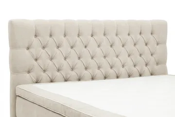 Hilton Lyx komplett sengpakke 180x200 cm kontinentalseng med knappepolstret sengegavl i chenille - Beige - Møbler - Senger - Kontinentalsenger
