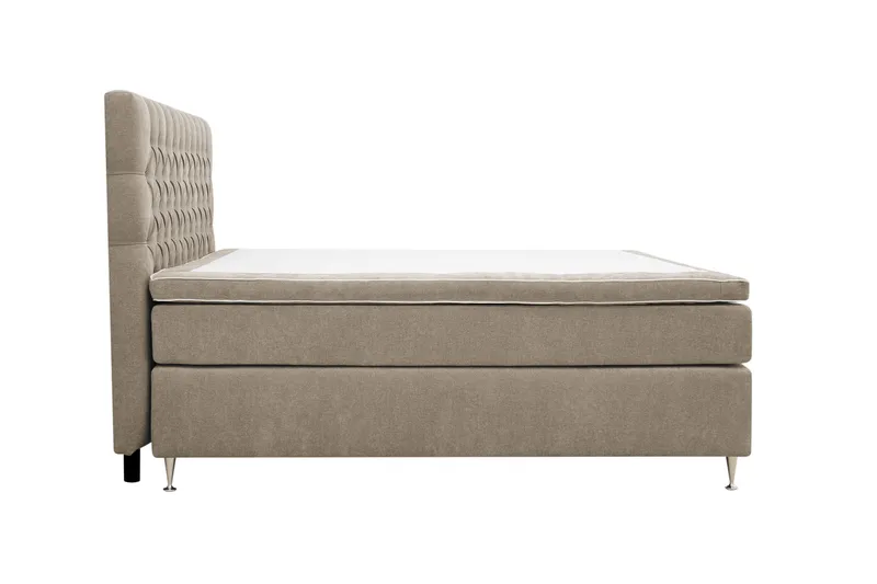 Hilton Lyx komplett sengpakke 180x200 cm kontinentalseng med knappepolstret sengegavl i chenille - Brun - Møbler - Senger - Kontinentalsenger