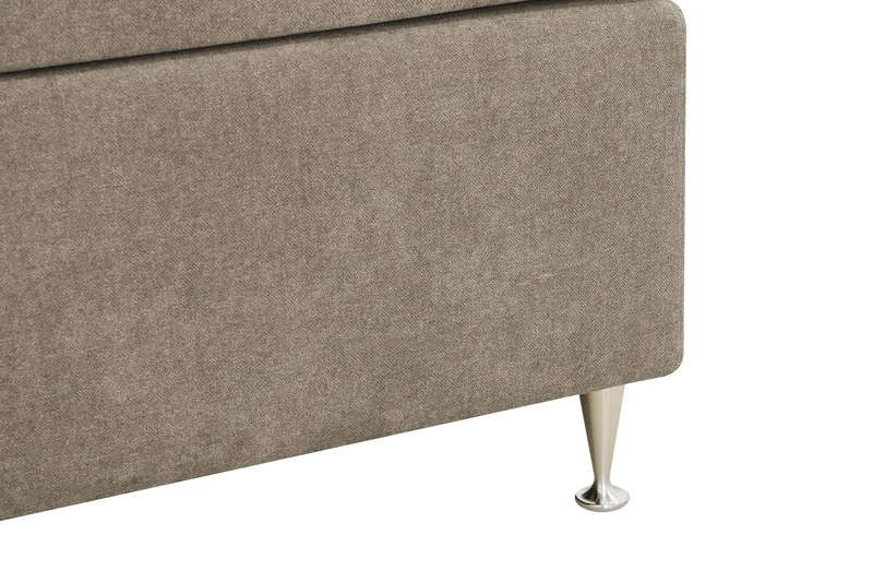 Hilton Lyx komplett sengpakke 180x200 cm kontinentalseng med knappepolstret sengegavl i chenille - Brun - Møbler - Senger - Kontinentalsenger