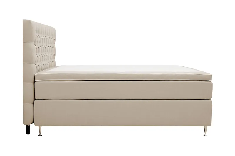 Hilton Lyx Komplett Sengpakke 180x200 cm Kontinentalseng med knappet sengegavl - Beige - Møbler - Senger - Kontinentalsenger