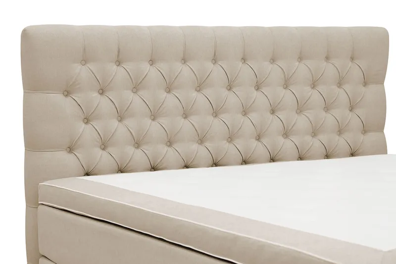 Hilton Lyx Komplett Sengpakke 180x200 cm Kontinentalseng med knappet sengegavl - Beige - Møbler - Senger - Kontinentalsenger