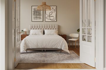 Hilton lyx Komplett Sengpakke 180x200 cm Kontinentalseng med knappet sengegavl - Beige - Møbler - Senger - Kontinentalsenger