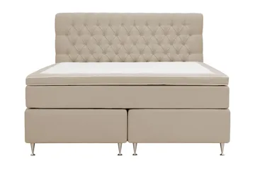 Hilton Lyx Komplett Sengpakke 180x200 cm Kontinentalseng med knappet sengegavl - Beige - Møbler - Senger - Kontinentalsenger