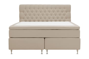Hilton Lyx Komplett Sengpakke 180x200 cm Kontinentalseng med knappet sengegavl - Beige - Møbler - Senger - Kontinentalsenger