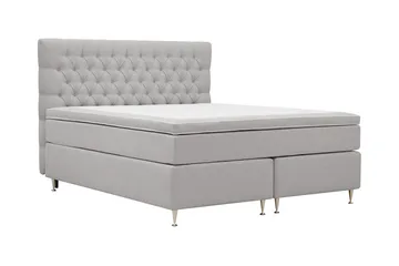 Hilton Lyx Komplett Sengpakke 180x200 cm Kontinentalseng med knappet sengegavl - Grå - Møbler - Senger - Kontinentalsenger