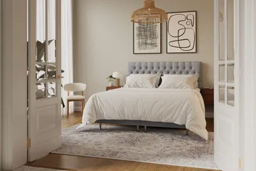 Hilton Lyx Komplett Sengpakke 180x200 cm Kontinentalseng med knappet sengegavl - Grå - Møbler - Senger - Kontinentalsenger