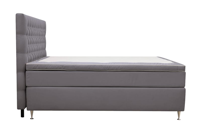Hilton lyx Komplett Sengpakke 180x200 cm Kontinentalseng med knappet sengegavl - Grå - Møbler - Senger - Kontinentalsenger