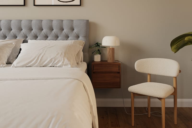 Hilton lyx Komplett Sengpakke 180x200 cm Kontinentalseng med knappet sengegavl - Grå - Møbler - Senger - Kontinentalsenger
