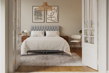 Hilton lyx Komplett Sengpakke 180x200 cm Kontinentalseng med knappet sengegavl - Grå - Møbler - Senger - Kontinentalsenger