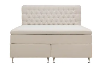 Hilton Lyx Komplett Sengpakke 180x200 cm Kontinentalseng med knappet sengegavl i bouclé - Ivory / Bouclé - Møbler - Senger - Kontinentalsenger
