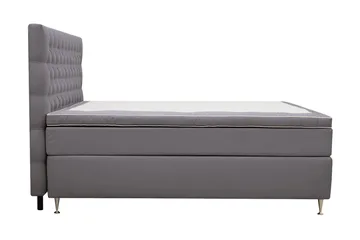Hilton Lyx Komplett Sengpakke 180x200 cm Kontinentalseng med knappet sengegavl i fløyel - Grå - Møbler - Senger - Kontinentalsenger