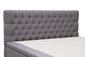 Hilton Lyx Komplett Sengpakke 180x200 cm Kontinentalseng med knappet sengegavl i fløyel - Grå - Møbler - Senger - Kontinentalsenger