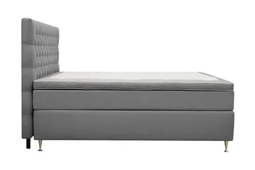 Hilton Lyx Komplett Sengpakke 180x200 cm Kontinentalseng med knappet sengegavl i fløyel - Lysegrå - Møbler - Senger - Kontinentalsenger